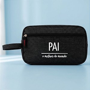 Necessaire Masculina Personalizado Melhor Pai - Preto - 25,5x9,5x15,5cm - 1 unidade - Rizzo