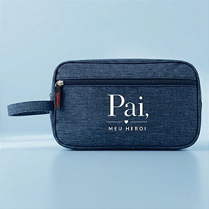 Necessaire Masculina Personalizado Pai Herói - Azul - 25,5x9,5x15,5cm - 1 unidade - Rizzo