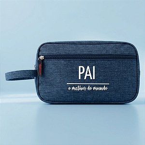 Necessaire Masculina Personalizado Melhor Pai - Azul - 25,5x9,5x15,5cm - 1 unidade - Rizzo