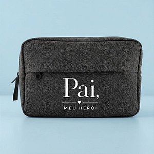 Necessaire Masculina Personalizado Pai Herói - Preto - 23x15x7cm - 1 unidade - Rizzo