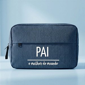 Necessaire Masculina Personalizado Melhor Pai - Azul - 23x15x7cm - 1 unidade - Rizzo