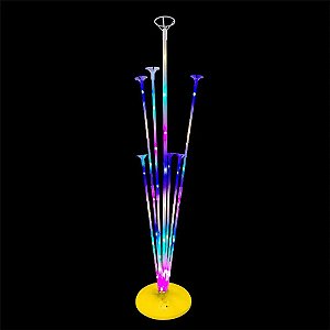 Suporte Balões Base Amarela E Leds Coloridos 1un Partiufesta Amarela E Leds Coloridos