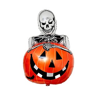 Balão de Festa Metalizado 30" 76cm - Abóbora Pirata - 1 unidade - Rizzo