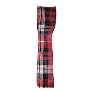 Fita Decorativa - Xadrez Vermelho, branco e Preto - 6,3x914cm - 1 unidade - Rizzo