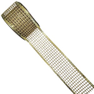 Fita Decorativa - Vazada Glitter Dourado - 6,3x914cm - 1 unidade - Rizzo