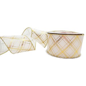 Fita Decorativa - Xadrez Duplo Dourado - 6,3x914cm - 1 unidade - Rizzo