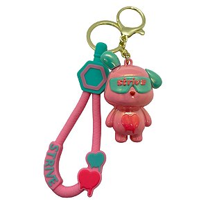 Chaveiro Coelho Metalizado - Rosa e Verde  - 6cm - 1 unidade - Rizzo