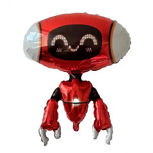 Balão de Festa Metalizado 27" 68cm - Robô Vermelho - 1 unidade - Rizzo