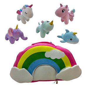 Arco-Íris Bolsa de Pelúcia com Animais - 30cm - 1 unidade - Rizzo