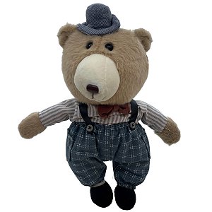 Urso de Pelúcia Retrô - Suspensório - 28cm - 1 unidade - Rizzo