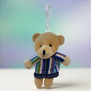 Chaveiro Urso de Pelúcia - Vestido Listrado  - 14cm - 1 unidade - Rizzo