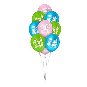 Balão de Festa Decorado Peppa Pig 9" 23cm  - 25 unidades - Regina - Rizzo