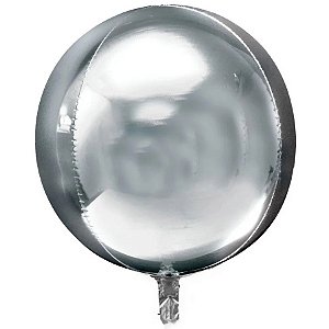 Balão de Festa Metalizado 50" 110cm - Orbz Prata - 1 unidade - Rizzo - Rizzo