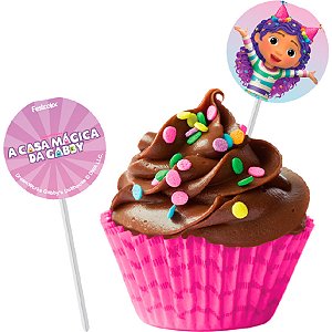 Bandeirinha para Docinhos - A Casa Magica da Gabby - 8 unidades - FestColor - Rizzo