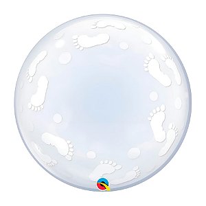 Balão de Festa Bubble 24" - Pegadas de Bebê - 1 unidade - Qualatex - Rizzo