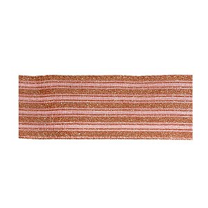 Fita Decorativa Listrada Rosa e Dourado - 6,5x914cm - 1 unidade - Rizzo