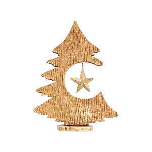 Árvore Decorativa em Madeira com Estrela Pendurada - 48cm - 1 unidade - Cromus - Rizzo