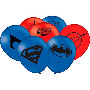 Balão de Festa Decorado Liga da Justiça 9" 23cm - 25 unidades - Festcolor - Rizzo