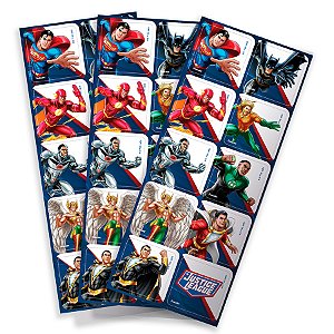 Adesivo Quadrado -  Liga da Justiça - 30 unidades - Festcolor - Rizzo