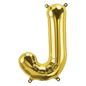 Balão de Festa Microfoil 34" 86cm - Letra J Ouro - 1 unidade - Qualatex Outlet - Rizzo