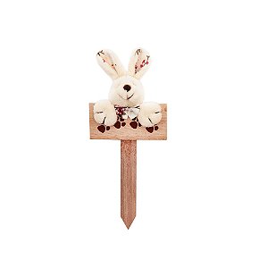 Plaquinha de Páscoa MDF Coelho Floral Mini - Pegadas - Branco - 1 unidade - Cromus