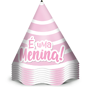 Chapeu Aniversario Festa Festa Cha de Bebe Menina 12 Unidades - Regina - Rizzo Festas