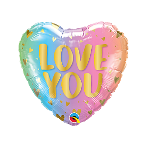 Balão de Festa Microfoil 18" - Coração Love Pastel Ombre - 01 Unidade - Qualatex - Rizzo Balões