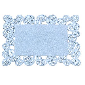 Jogo Americano Retangular em Feltro Borda Ovo 30cm - Azul - Mesa de Páscoa - Cromus Páscoa - Rizzo Embalagens