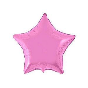 Balão de Festa Metalizado 20" 50cm - Estrela Rosa Metálico - 01 Unidade - Flexmetal - Rizzo Balões
