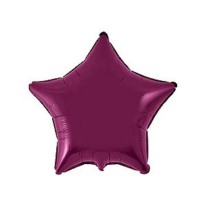 Balão de Festa Metalizado 20" 50cm - Estrela Burgundy - 01 Unidade - Flexmetal - Rizzo Balões