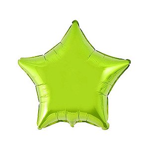 Balão de Festa Metalizado 20" 50cm - Estrela Verde Limão - 01 Unidade - Flexmetal - Rizzo Balões