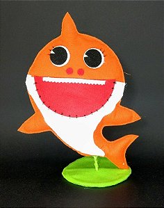 Tubarão Laranja Baby Shark em Feltro - 01 unidade - Pé de Pano - Rizzo Embalagens