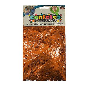 Confete Mini Picadinho Metalizado 25g - Laranja Dupla Face - Rizzo Balões