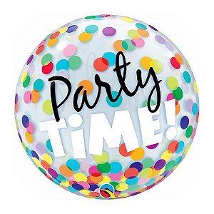 Balão de Festa Bubble 22" 56cm - Party Time Colorido - 01 Unidade - Qualatex - Rizzo Balões