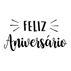 Transfer Para Balão Lettering Preto - Feliz Aniversário - 01 Unidade - Rizzo