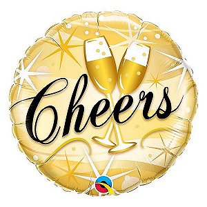 Balão de Festa Microfoil 18" 45cm - Redondo Cheers - 01 Unidade - Qualatex - Rizzo Balões