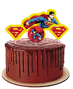 Topper para Bolo Festa Superman - 04 unidades - Festcolor - Rizzo Festas
