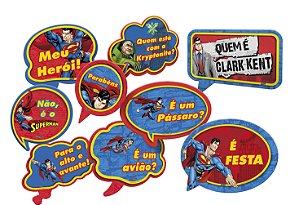 Kit Plaquinhas Divertidas Festa Superman - 09 unidades - Festcolor - Rizzo Festas