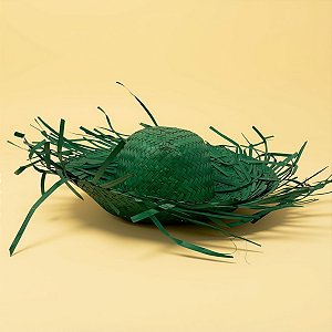 Chapéu de Palha Desfiado Colorido - Verde Escuro - 39x10,5cm - 1 unidade - Rizzo