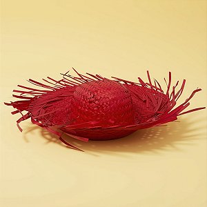 Chapéu de Palha Desfiado Colorido - Vermelho - 39x10,5cm - 1 unidade - Rizzo