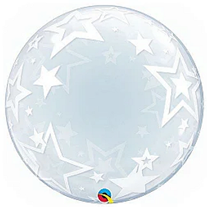 Balão de Festa Deco Bubble 24" - Estrelas Elegantes - 01 Unidade - Qualatex - Rizzo Balões