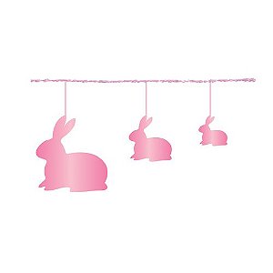 Fio Metalizado Fantasia Coelhos Rosa 2,70m - 01 unidade - Cromus Páscoa - Rizzo Embalagens