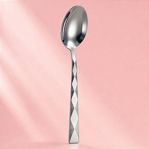 Colher Refeição Descartável Design Premium - Prata - 18cm - 10 unidades - Rizzo