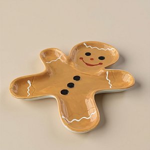 Petisqueira Decorativa de Natal de Cerâmica - Biscoito Gingerbread - 18x20x2cm - 1 unidade - Rizzo