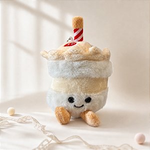 Chaveiro de Pelúcia Milkshake - Branco - 15x8cm - 1 unidade - Rizzo