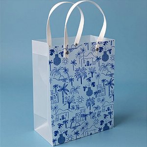 Sacola de Plástico Transparente Fosca - Azul Litoral - 23x30x12cm - 1 unidade - Rizzo