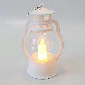 Mini Lampião Decorativo com Led - Branco - 5x9x4cm - 1 unidade - Rizzo