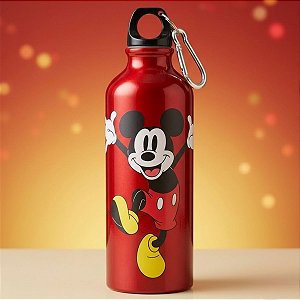Garrafa de Alumínio com Mosquetão - Mickey Mouse - 500ml - Disney Original - 1 unidade - Zonacriativa - Rizzo