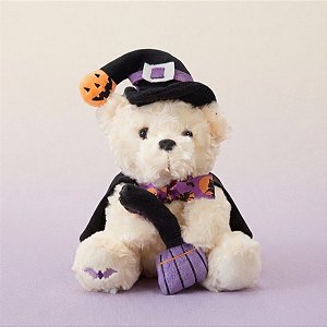 Urso de Pelúcia Bruxo com Vassoura - 15x26x13cm - Halloween - 1 unidade - Rizzo