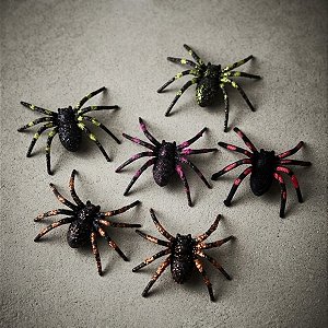 Enfeite Decorativo de Halloween Aranha com Glitter - 7x6cm - 6 unidades - PartiuFesta - Rizzo